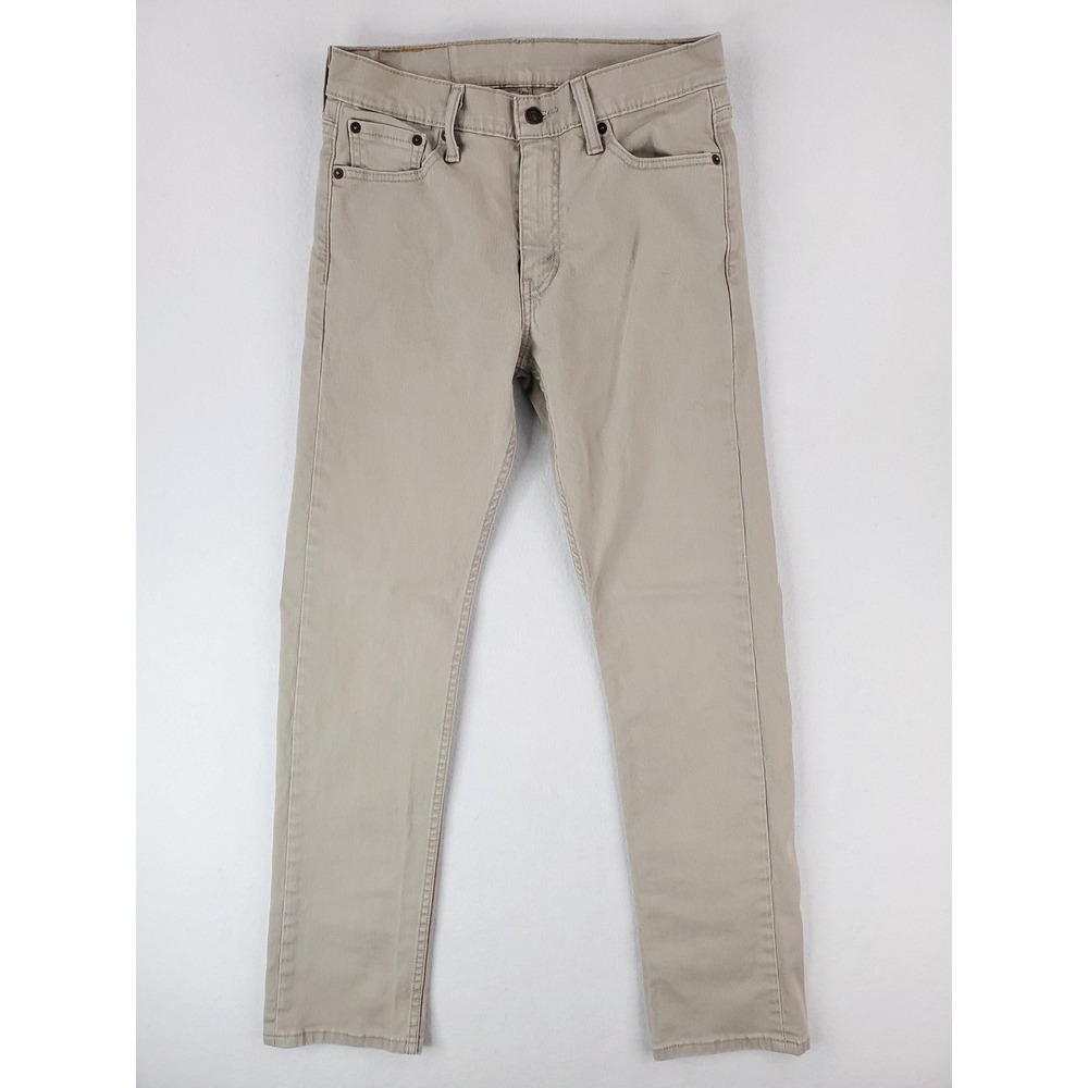 Levis 513 Jeans Mens 29x32 Beige Khaki Slim Straight Stretch Denim Pants